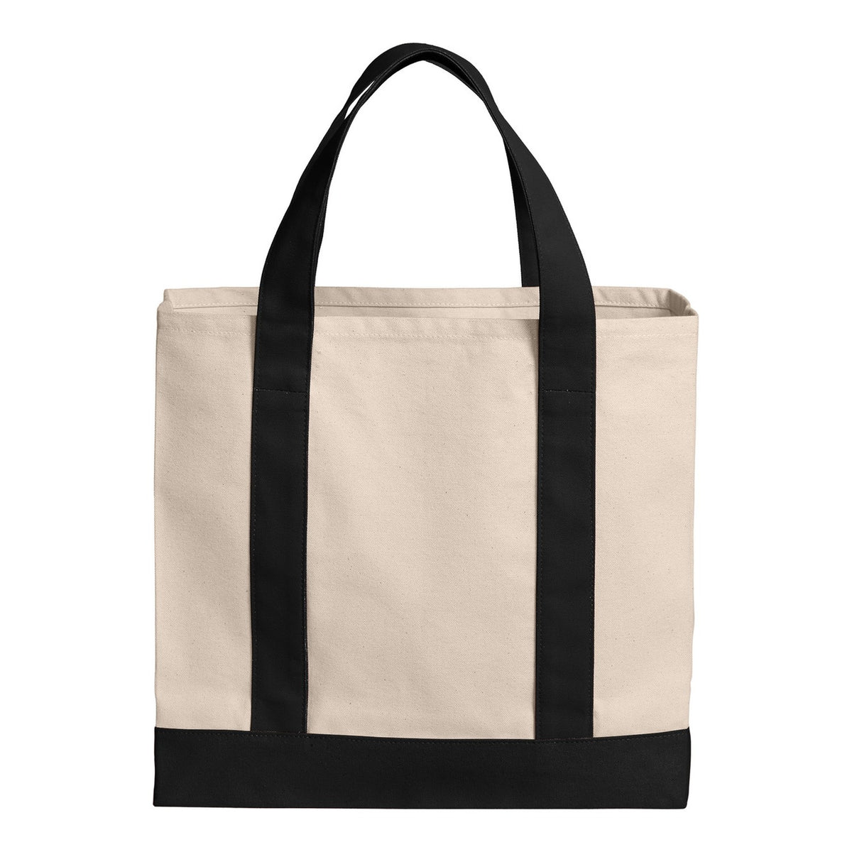 Port Authority Cotton Canvas Two-Tone Tote - Natural/ Deep Black (back)