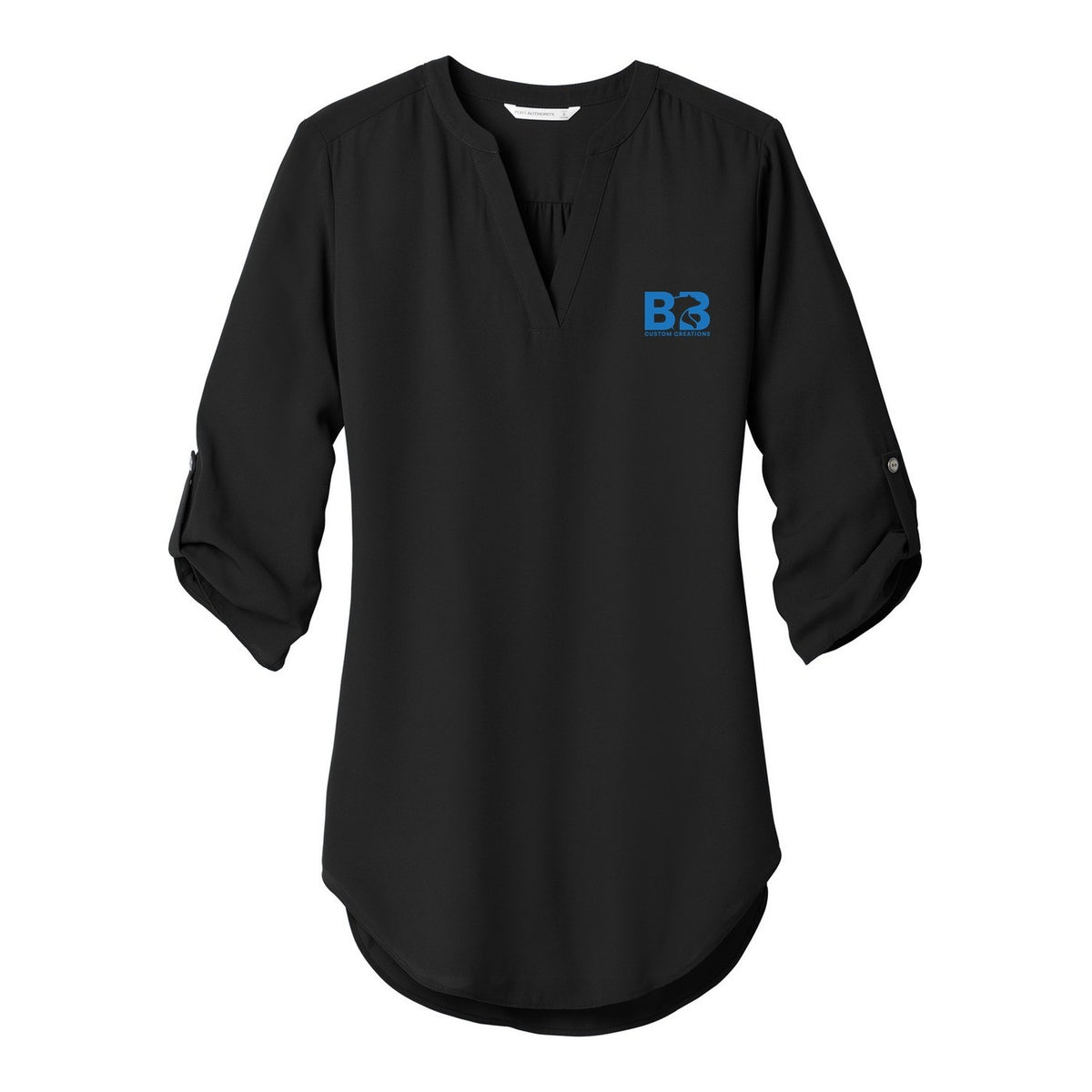 Women's 3/4-Sleeve Tunic Blouse - Black