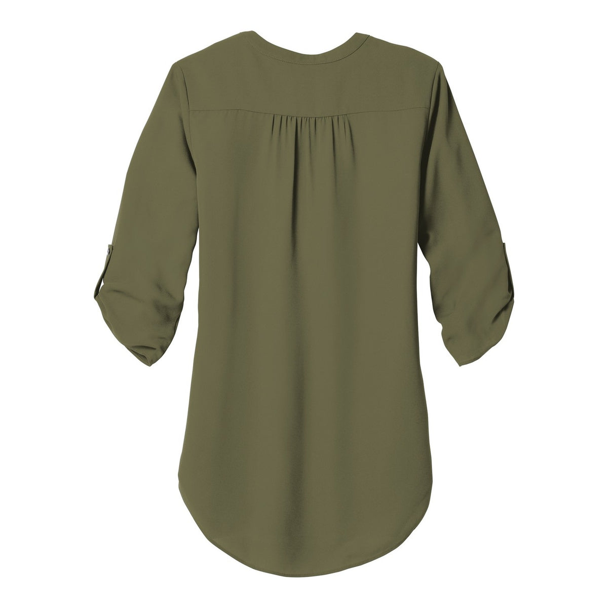 Women's 3/4-Sleeve Tunic Blouse - Deep Olive (back)