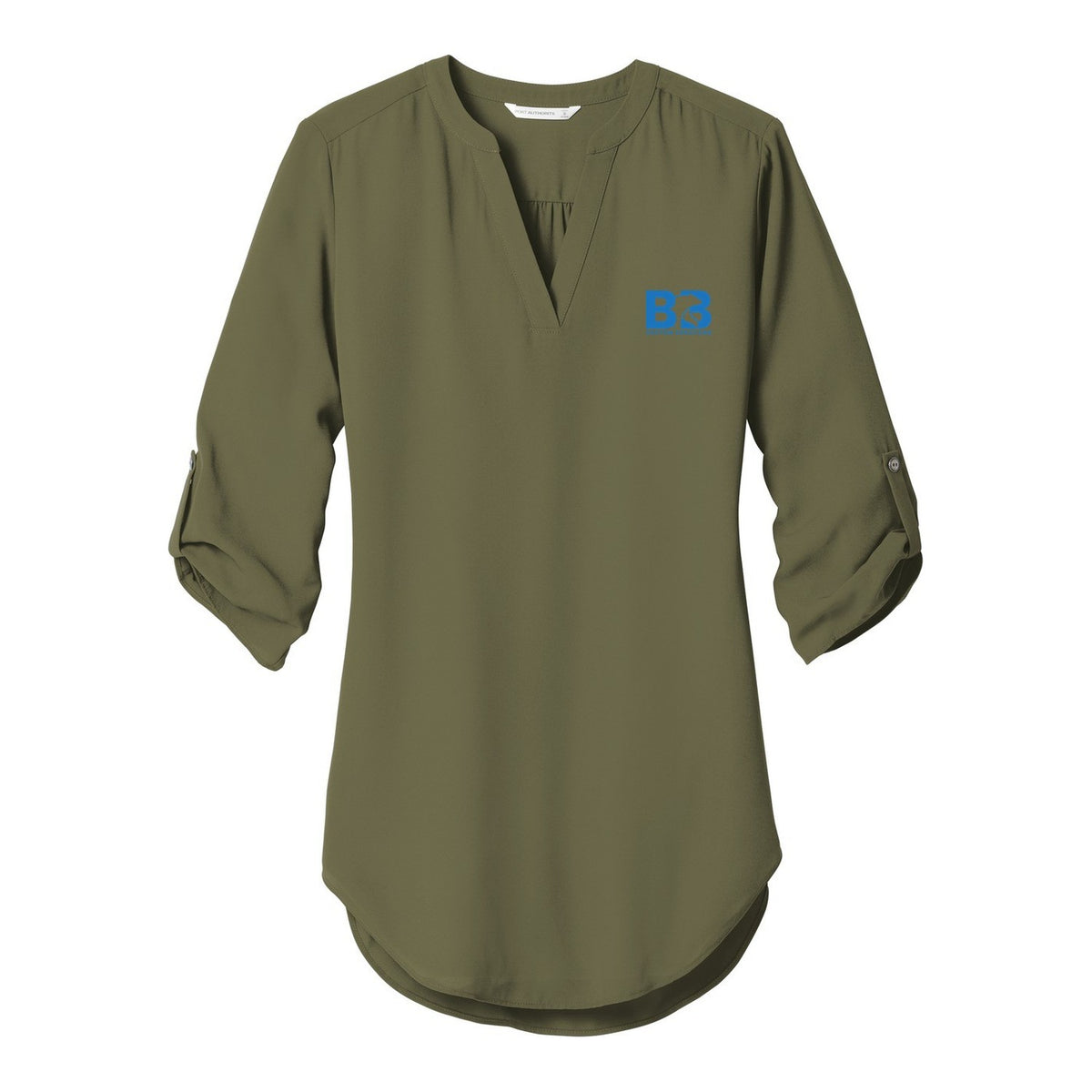 Women's 3/4-Sleeve Tunic Blouse - Deep Olive