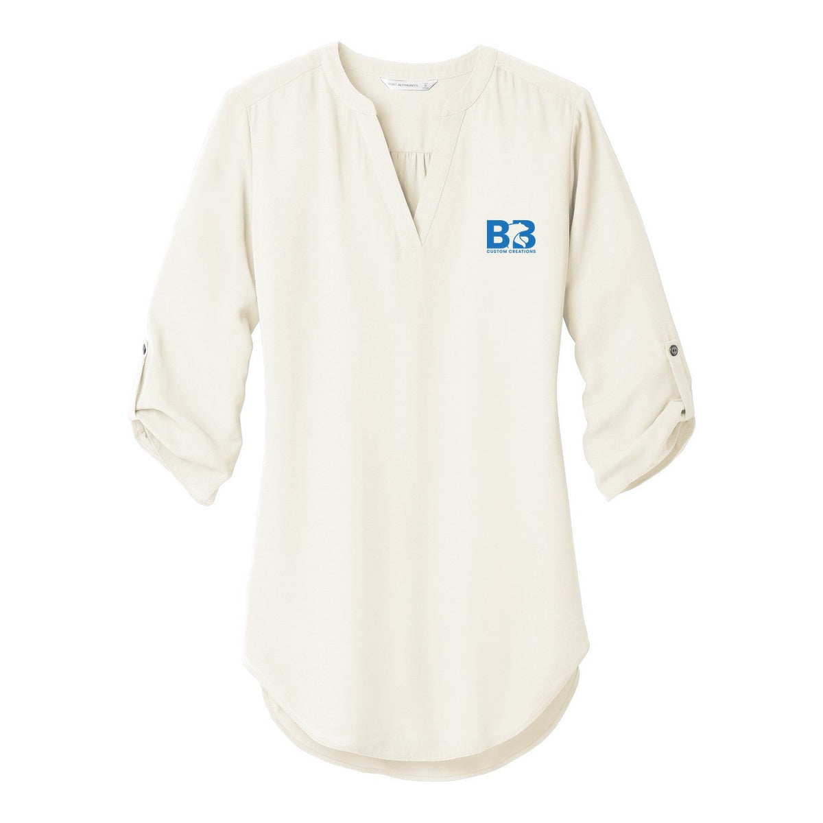 Women's 3/4-Sleeve Tunic Blouse - Ivory Chiffon
