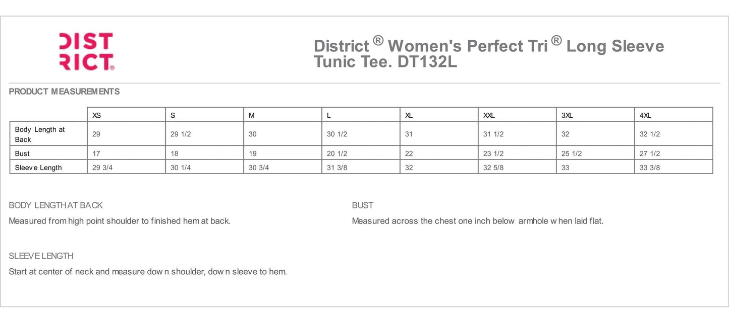 KSW - DT132L - District ® Women’s Perfect Tri ® Long Sleeve Tunic Tee