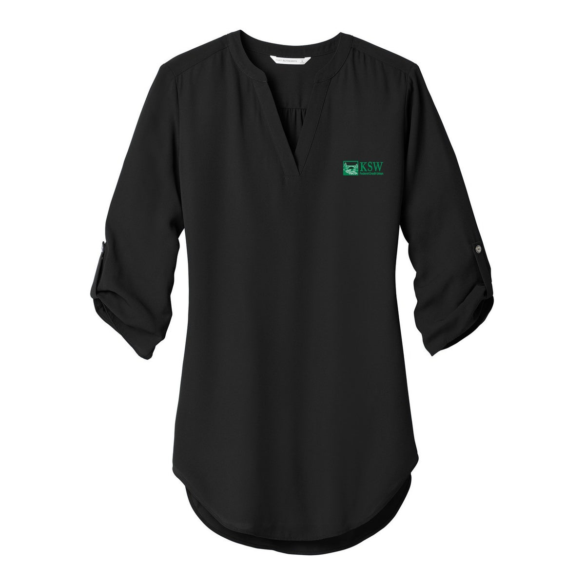 Women's 3/4-Sleeve Tunic Blouse - Black