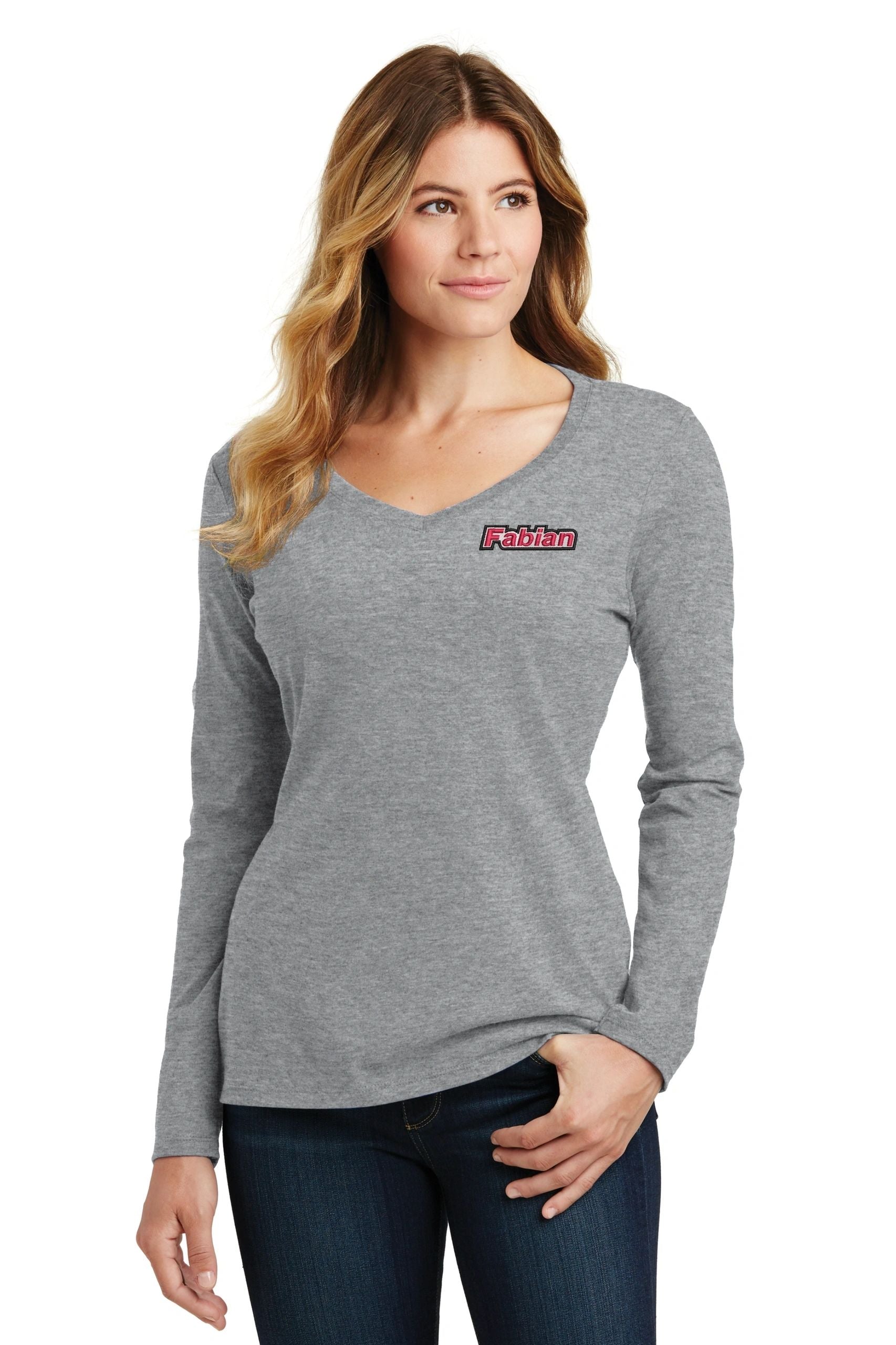 Port & Company® Ladies Long Sleeve Fan Favorite™ V-Neck