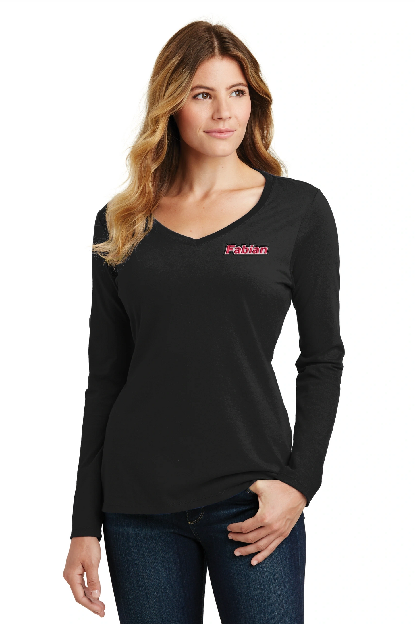 Port & Company® Ladies Long Sleeve Fan Favorite™ V-Neck