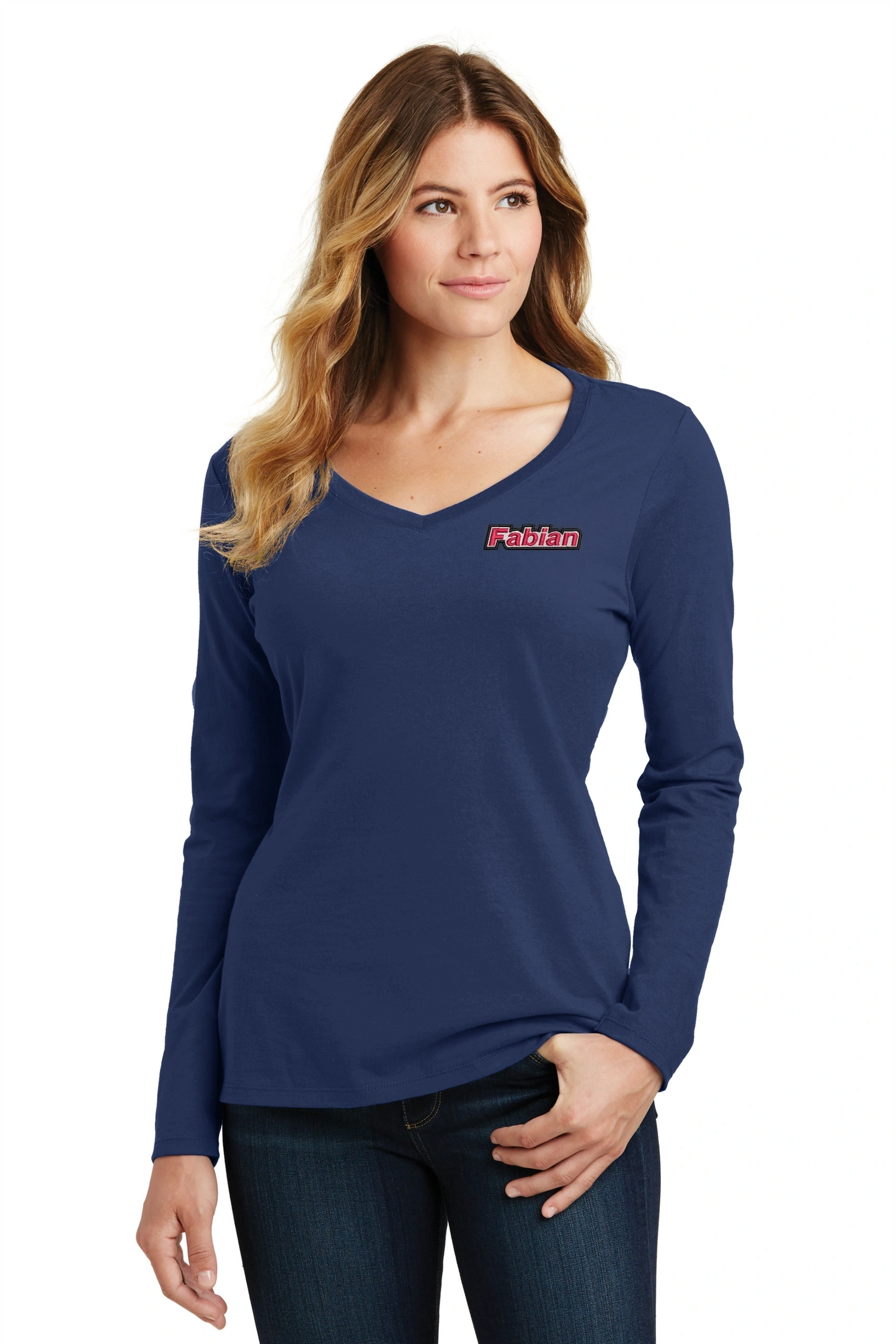 Port & Company® Ladies Long Sleeve Fan Favorite™ V-Neck