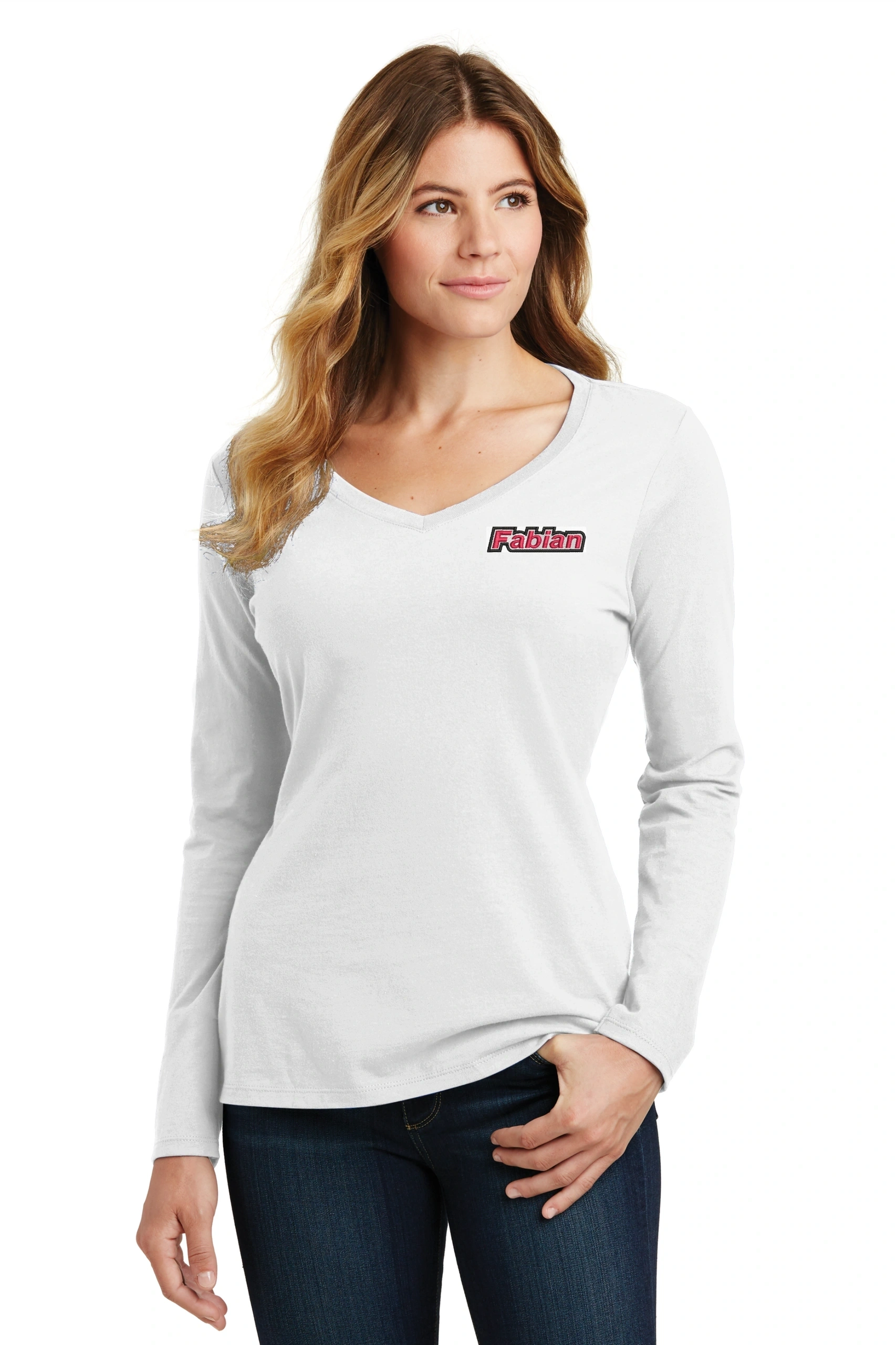 Port & Company® Ladies Long Sleeve Fan Favorite™ V-Neck