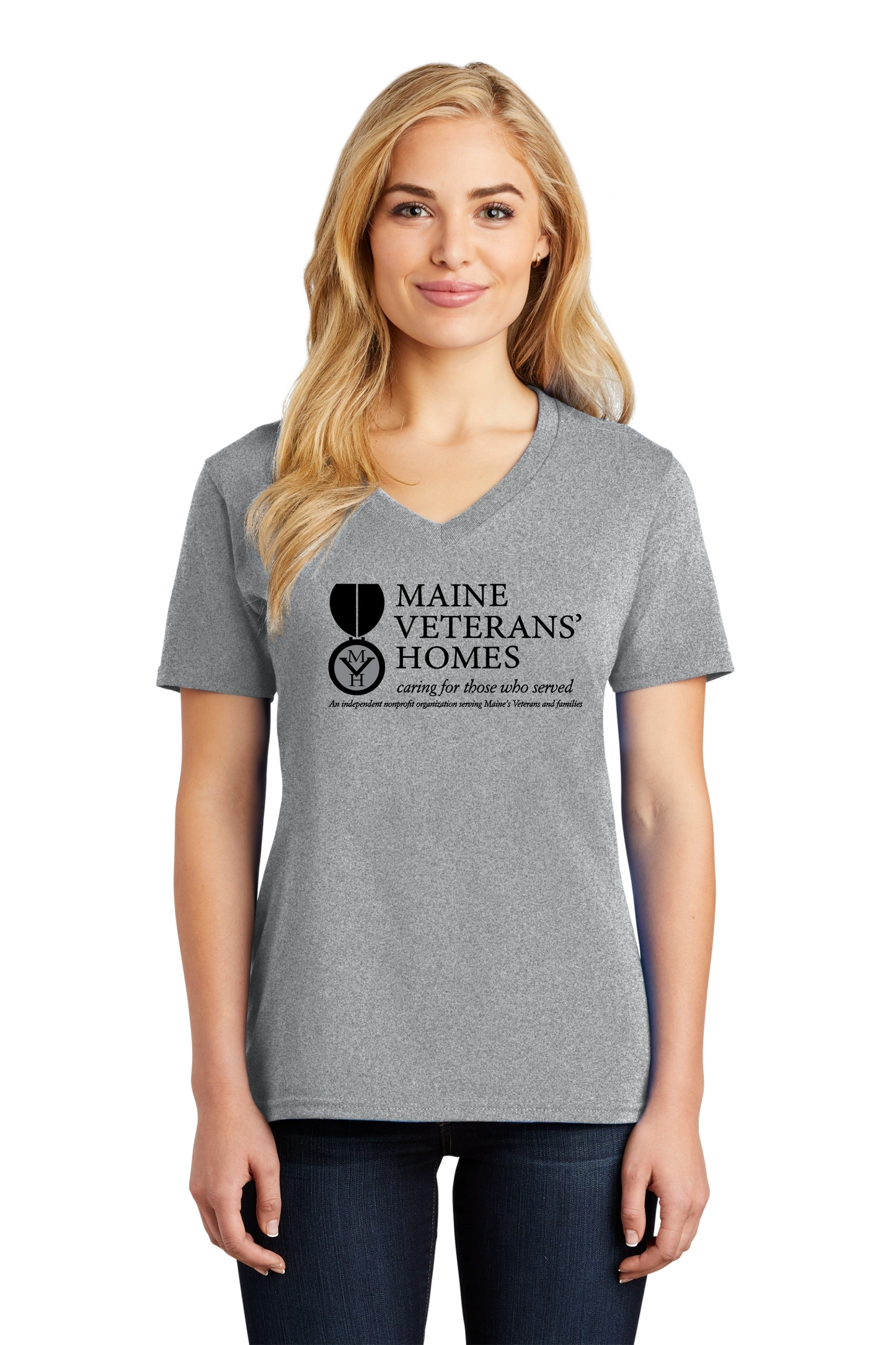 Maine Veterans'-Port & Company® Ladies Core Cotton V-Neck Tee