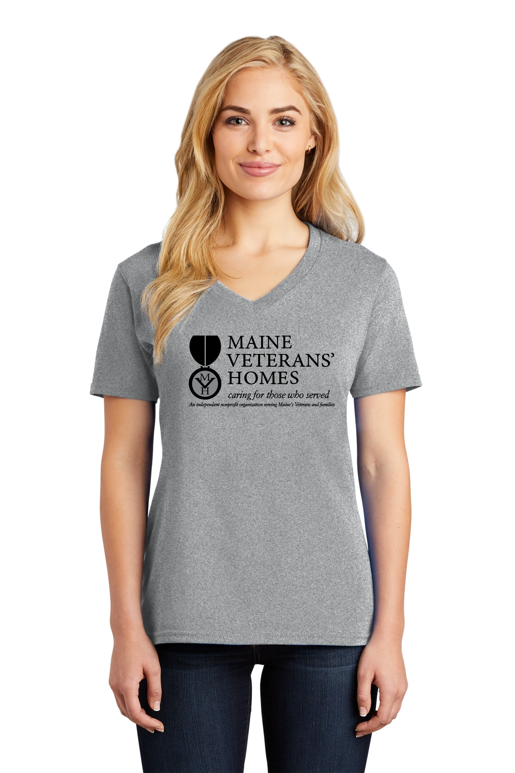 Maine Veterans'-Port & Company® Ladies Core Cotton V-Neck Tee