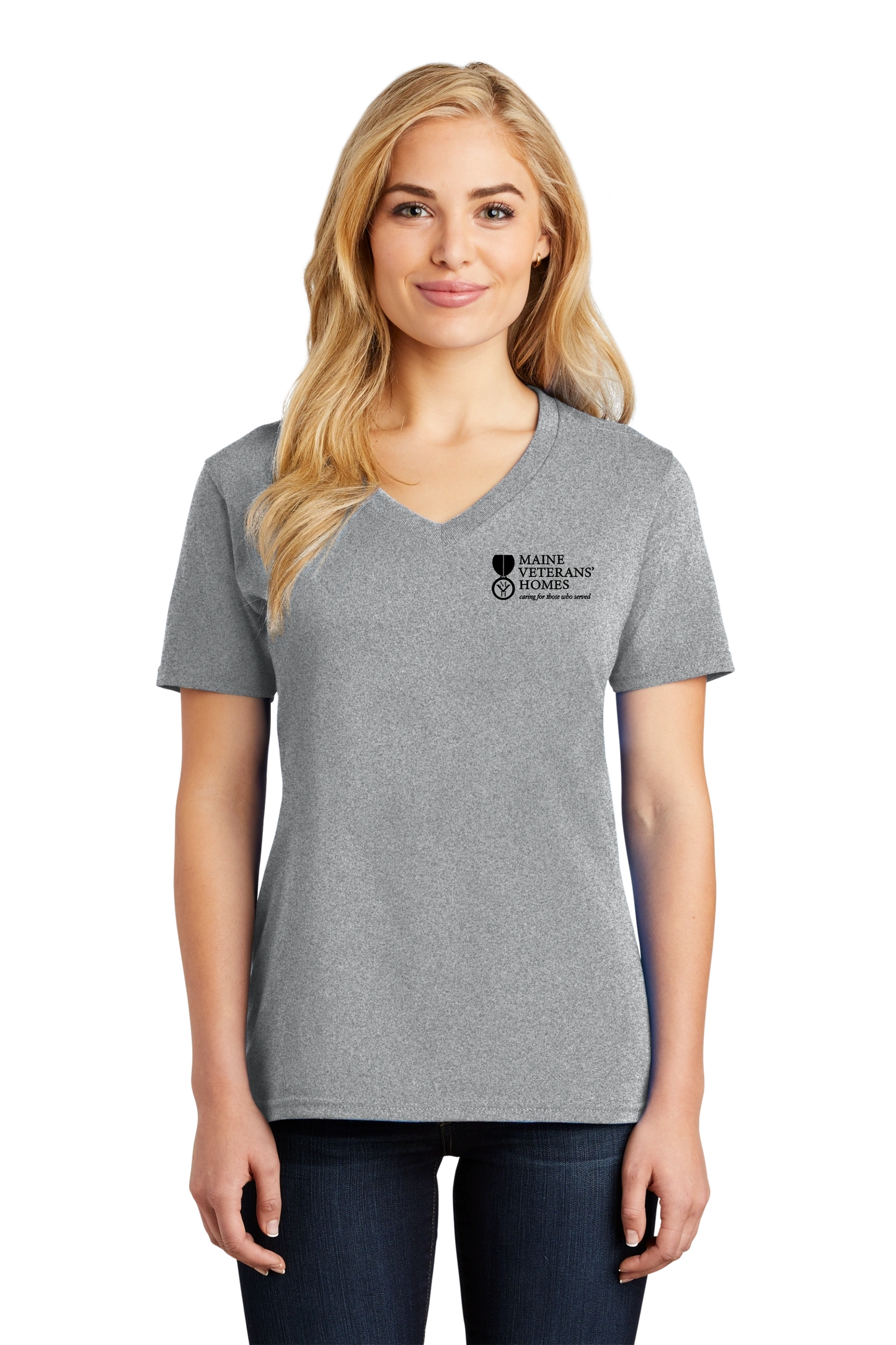 Maine Veterans'-Port & Company® Ladies Core Cotton V-Neck Tee