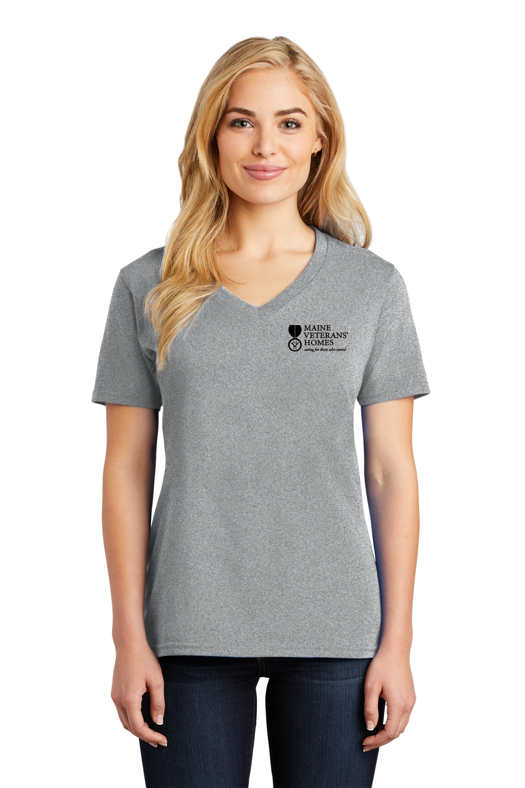 Maine Veterans'-Port & Company® Ladies Core Cotton V-Neck Tee