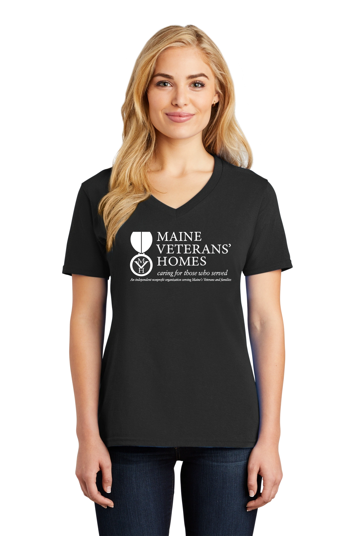 Maine Veterans'-Port & Company® Ladies Core Cotton V-Neck Tee