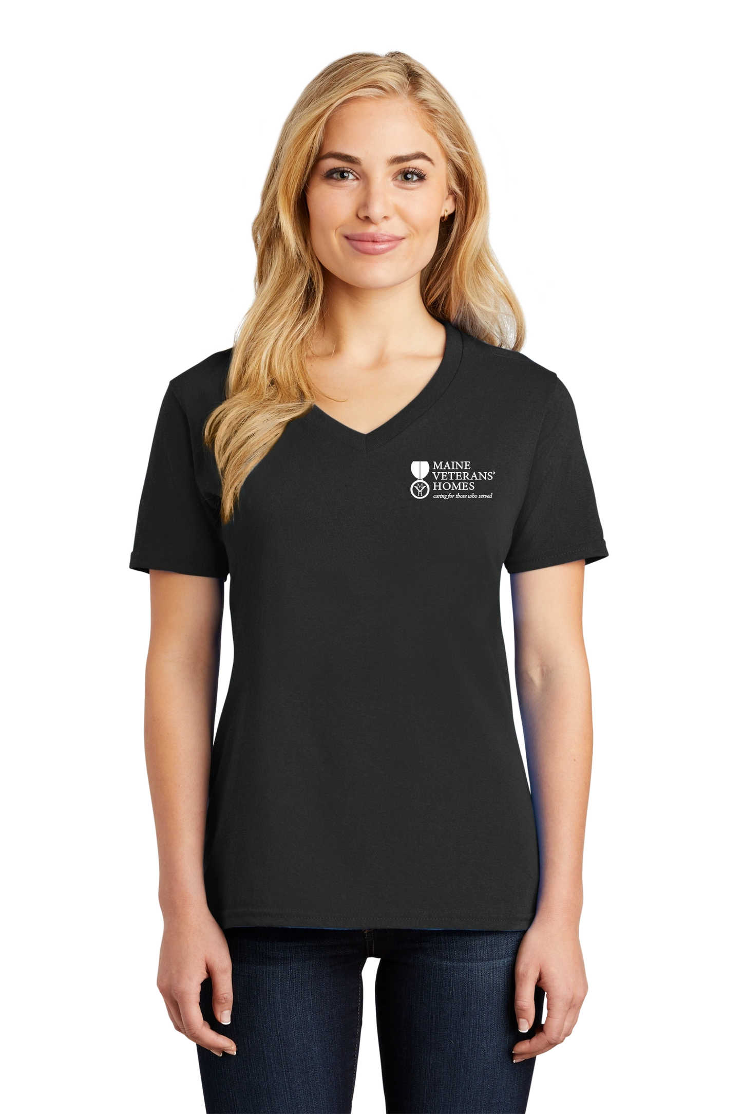 Maine Veterans'-Port & Company® Ladies Core Cotton V-Neck Tee