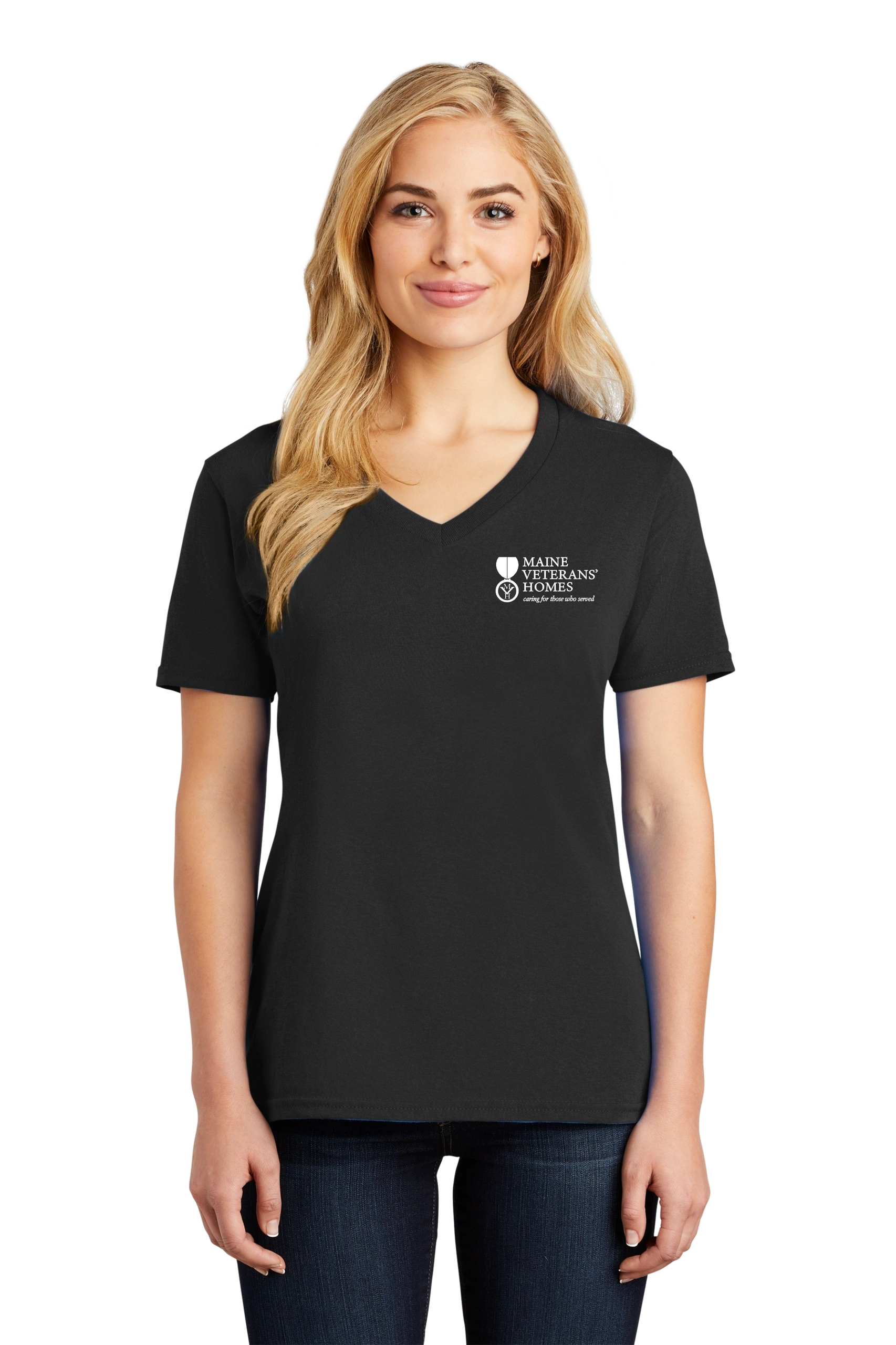 Maine Veterans'-Port & Company® Ladies Core Cotton V-Neck Tee