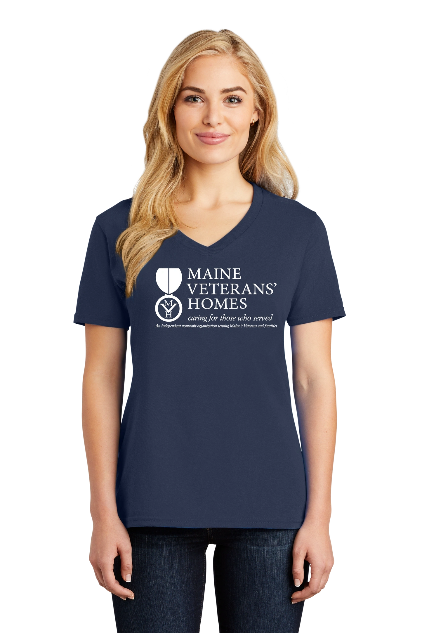 Maine Veterans'-Port & Company® Ladies Core Cotton V-Neck Tee