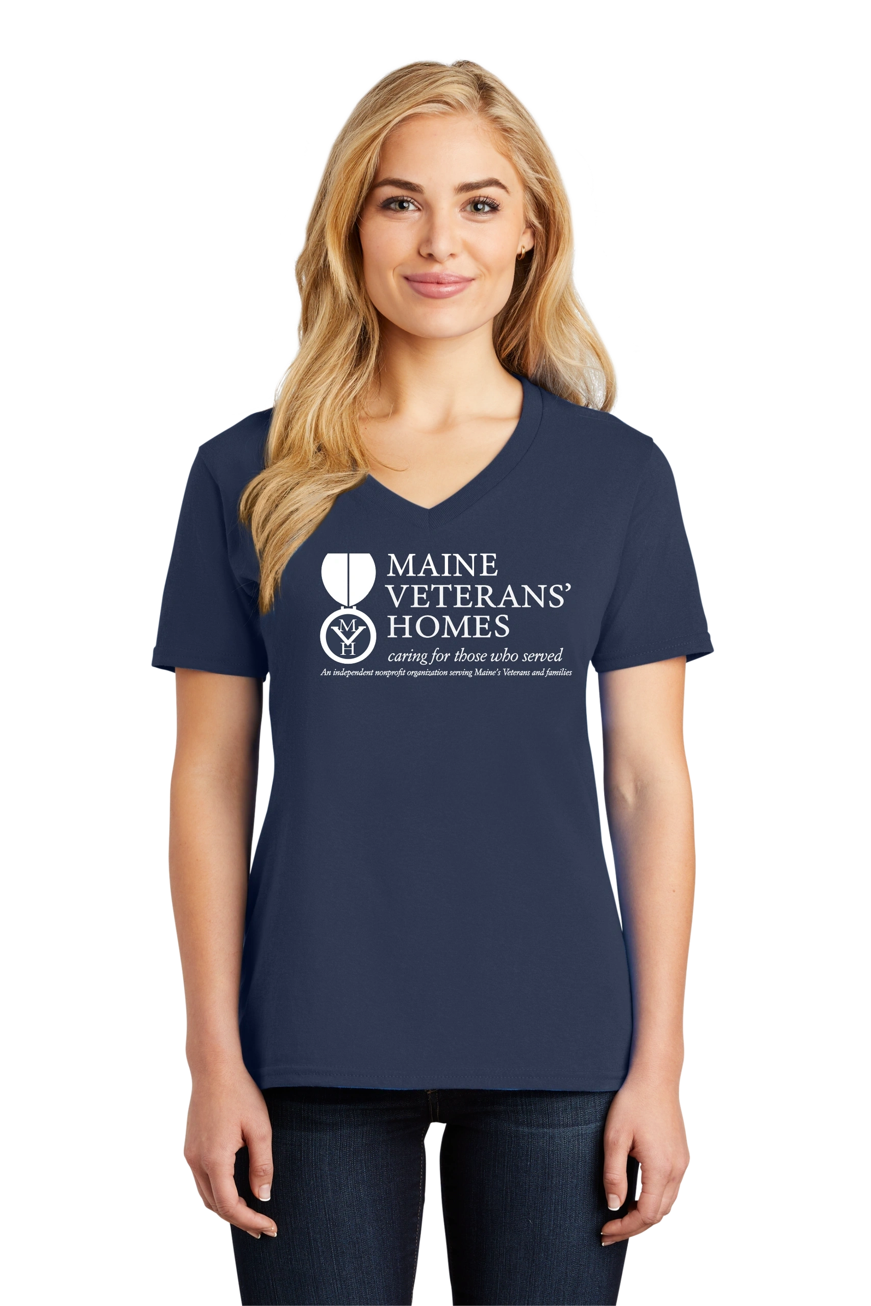 Maine Veterans'-Port & Company® Ladies Core Cotton V-Neck Tee