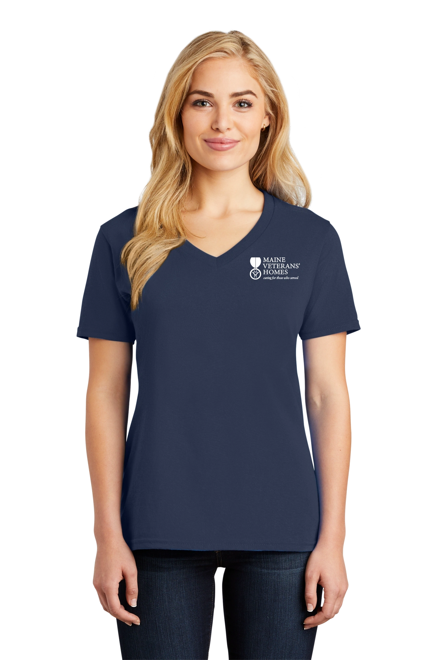 Maine Veterans'-Port & Company® Ladies Core Cotton V-Neck Tee