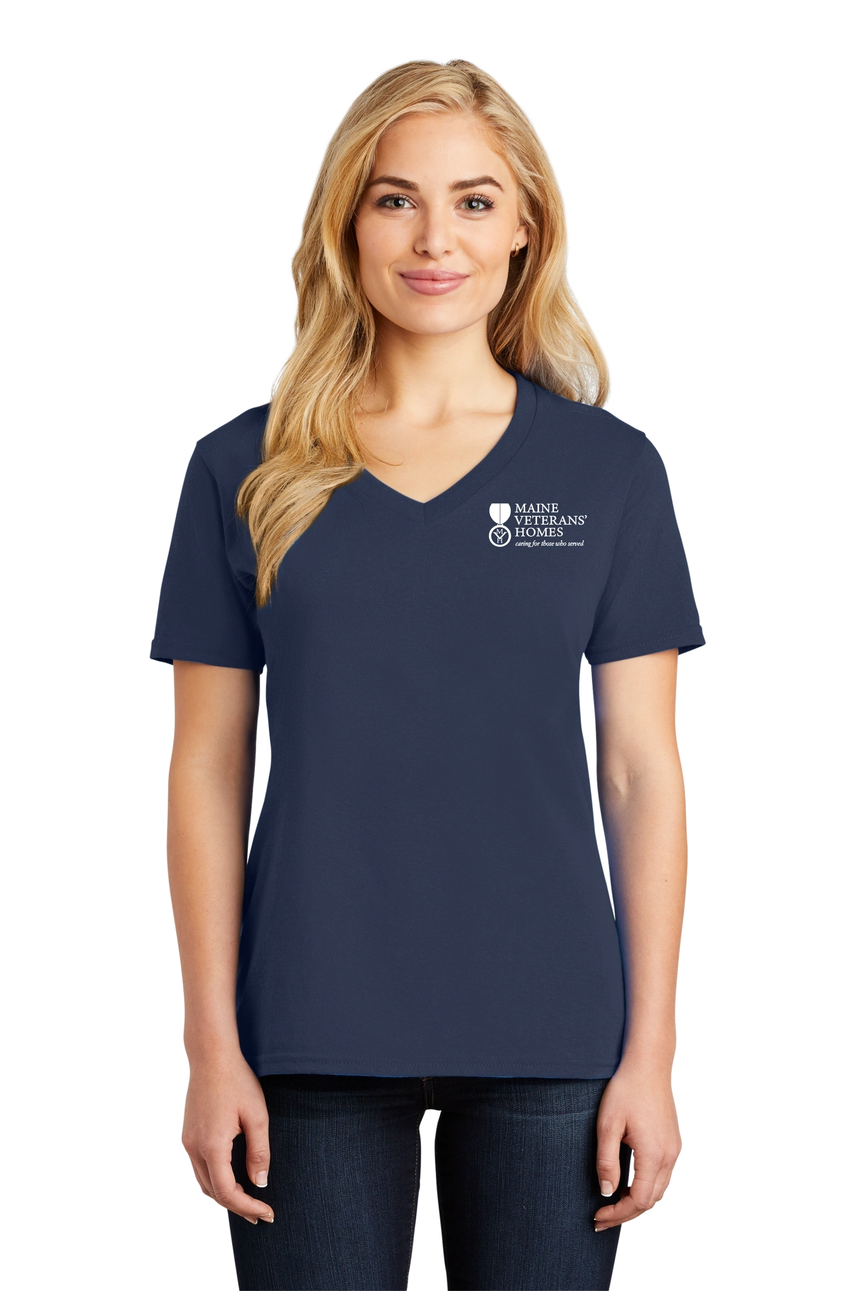 Maine Veterans'-Port & Company® Ladies Core Cotton V-Neck Tee