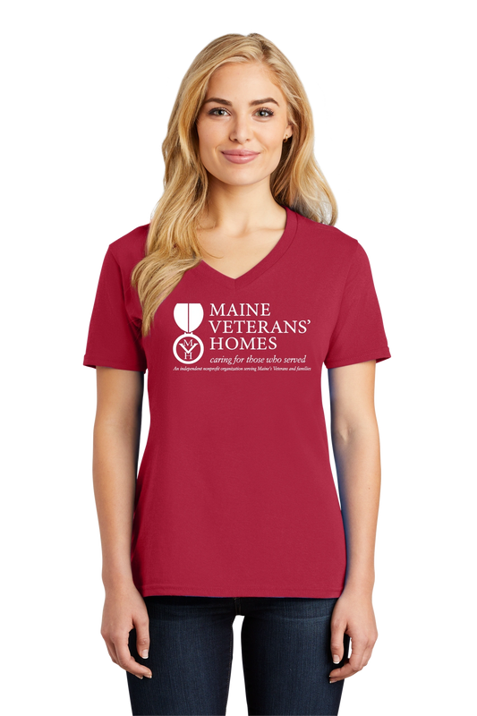 Maine Veterans'-Port & Company® Ladies Core Cotton V-Neck Tee