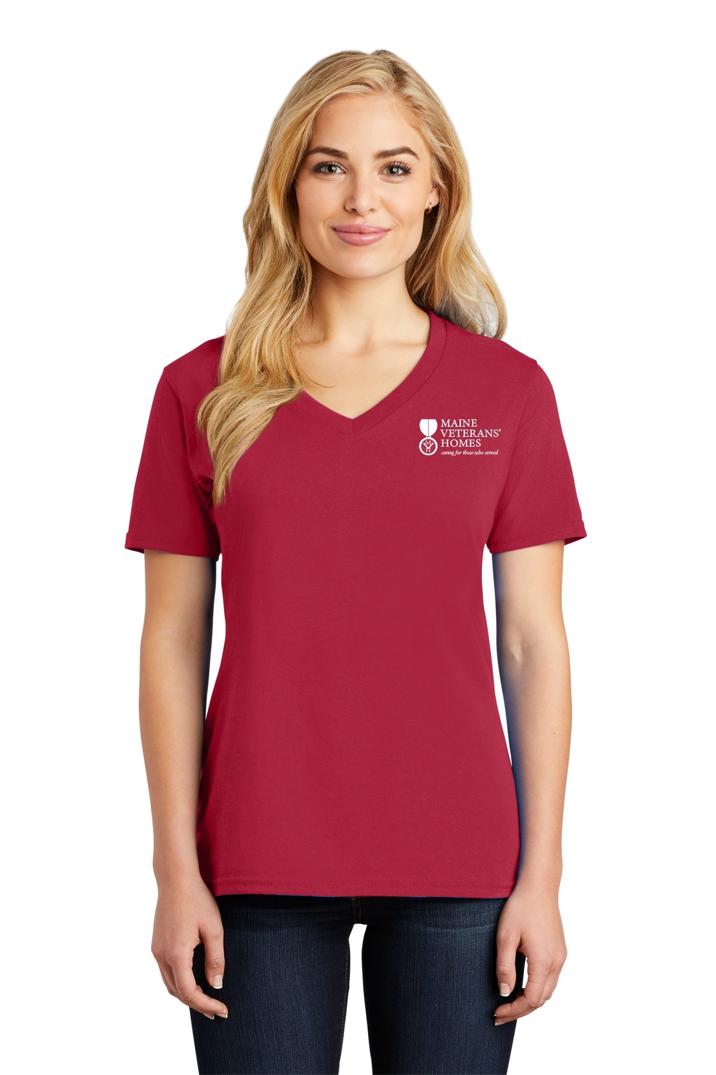 Maine Veterans'-Port & Company® Ladies Core Cotton V-Neck Tee