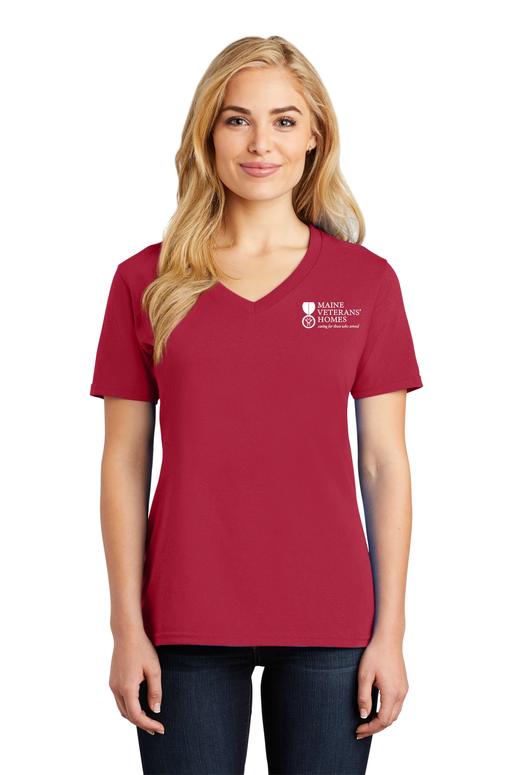 Maine Veterans'-Port & Company® Ladies Core Cotton V-Neck Tee