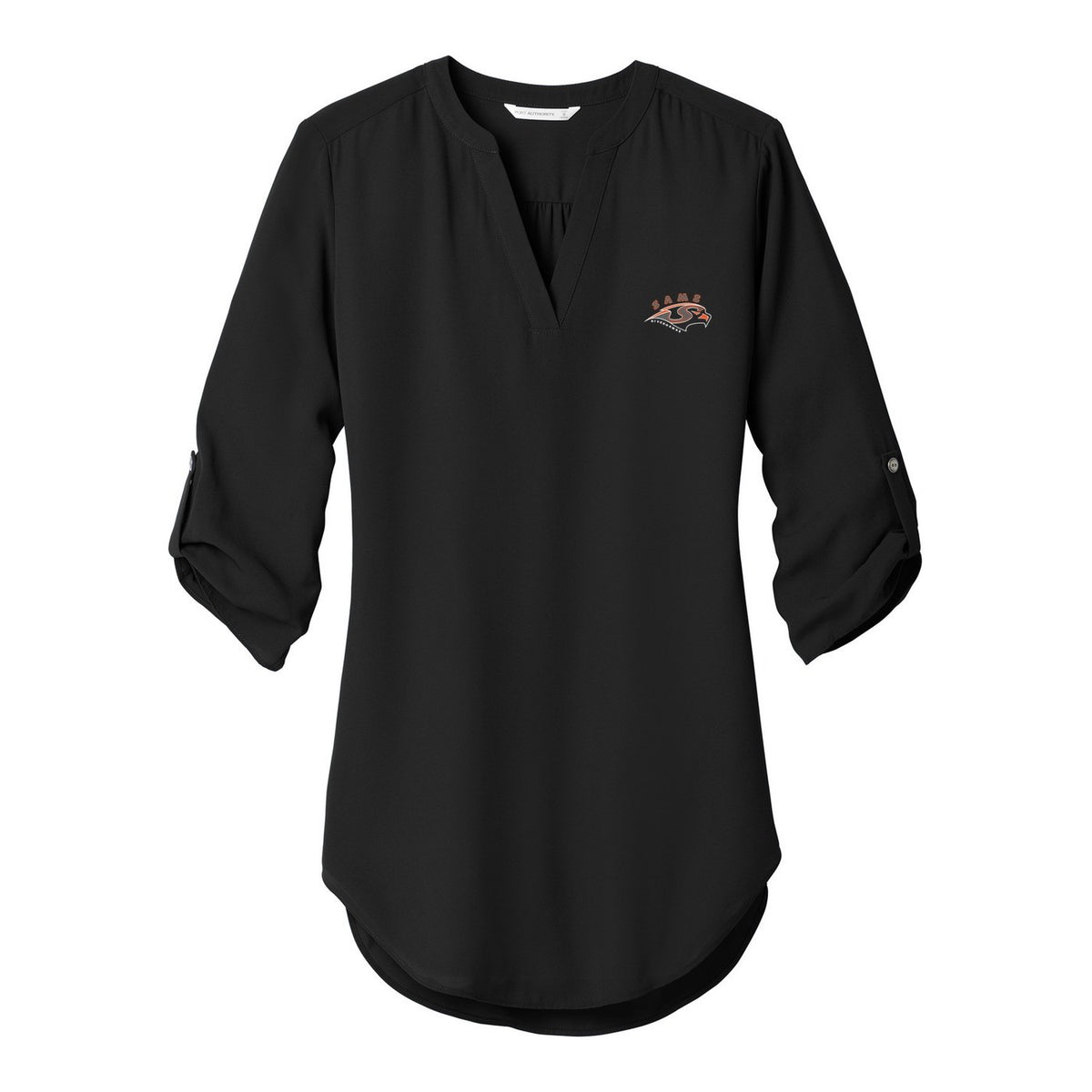 Women's 3/4-Sleeve Tunic Blouse - Black