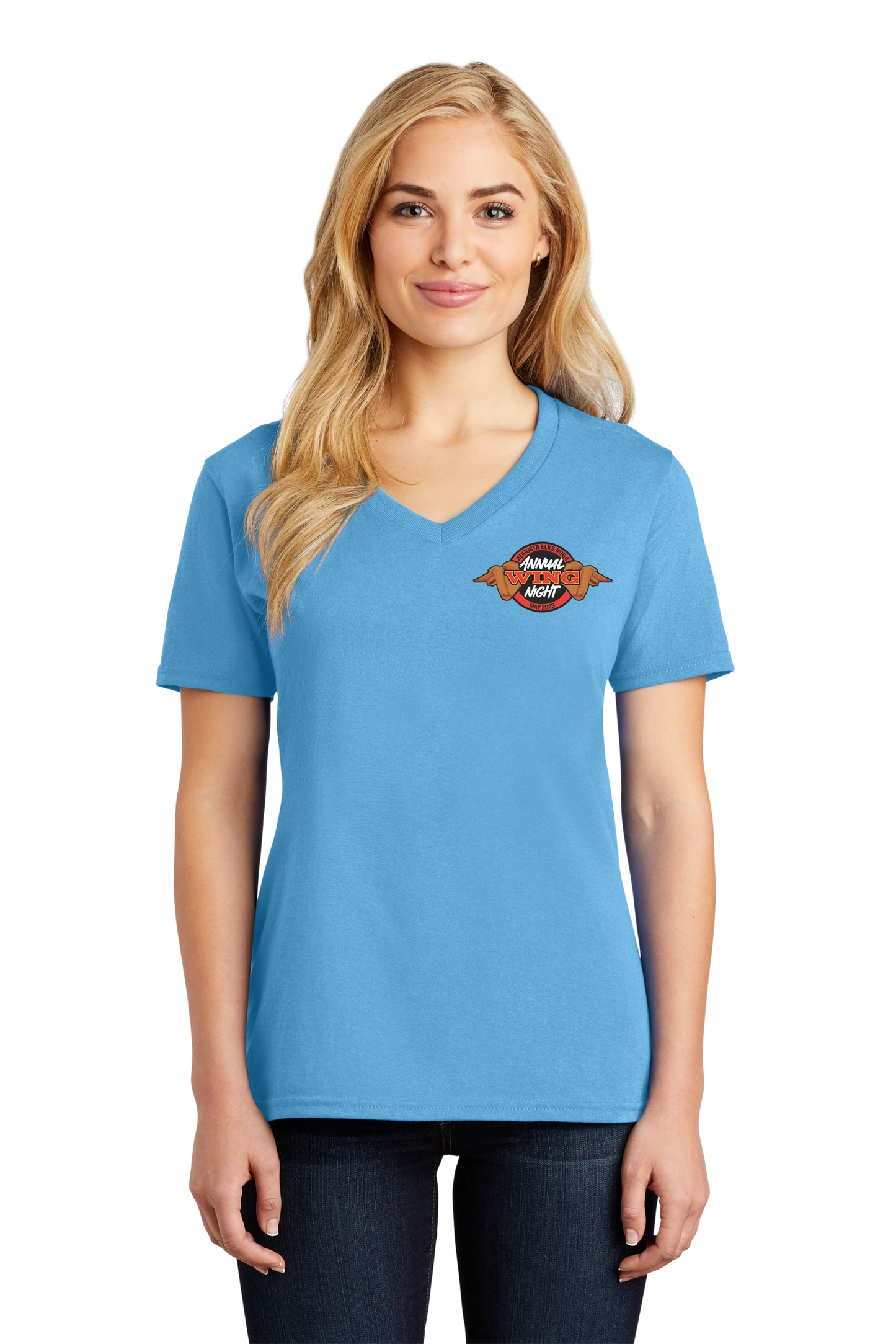 AUGUSTA ELKS-WING NIGHT Port & Company® Ladies Core Cotton Tee V-Neck