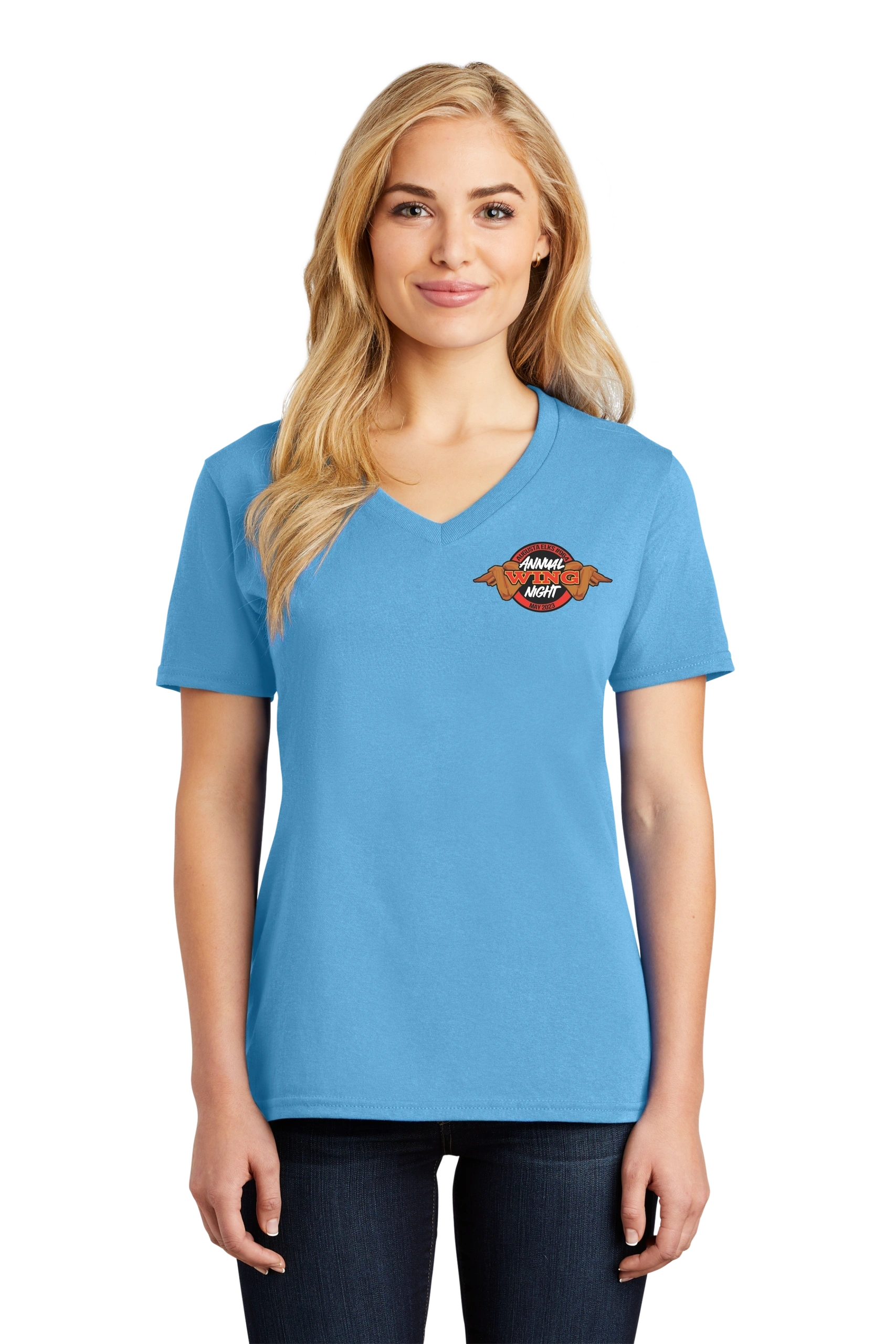 AUGUSTA ELKS-WING NIGHT Port & Company® Ladies Core Cotton Tee V-Neck